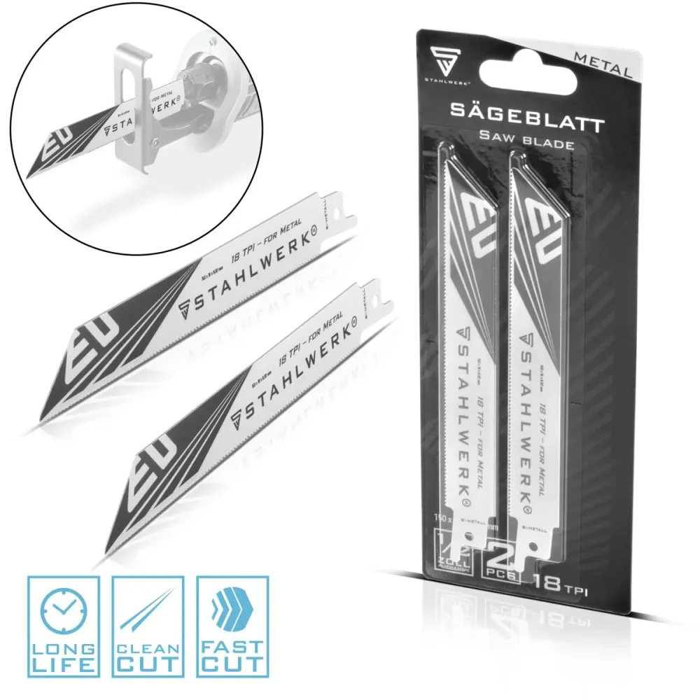 Acier Mill Metal-Sauglatt 2 Set 150 x 19 x 0,92 mm de grand La vie de sabre de vie de sabre | Lames réciproque avec un enr...