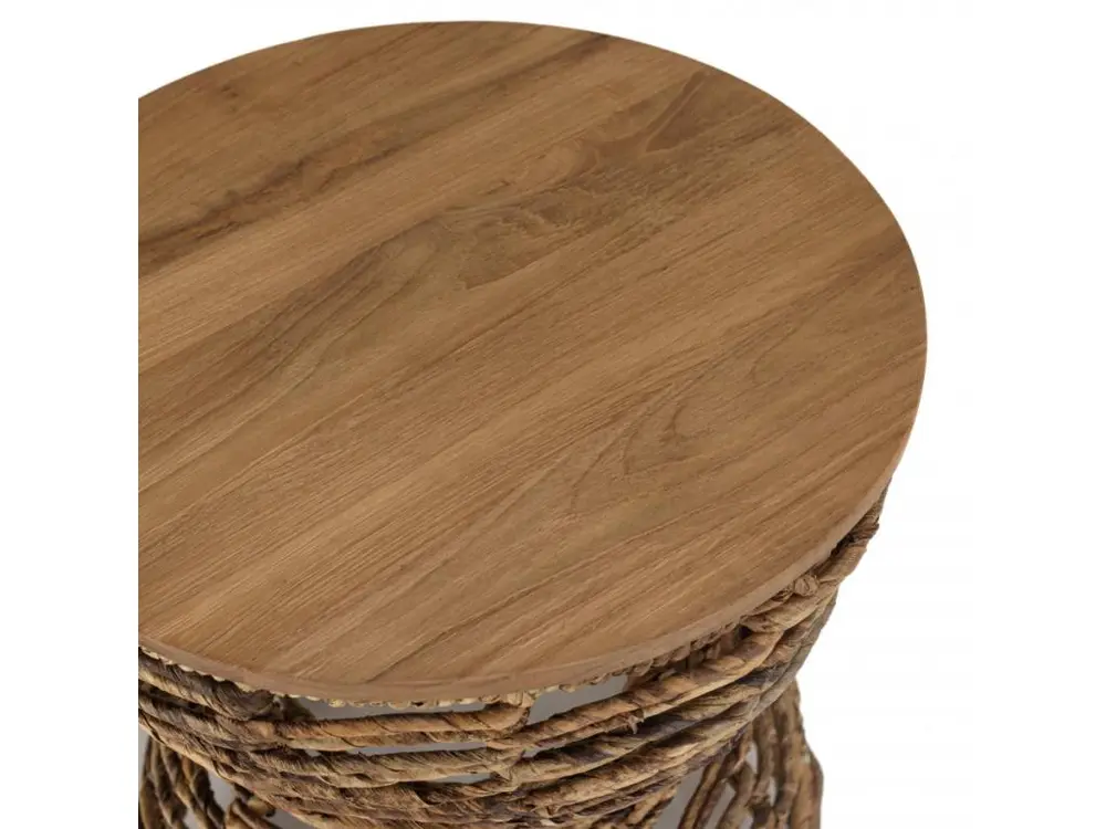 ALIDA - Tabouret ajouré assise en bois de teck recyclé