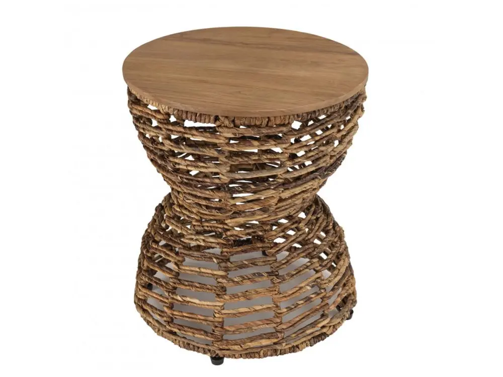ALIDA - Tabouret ajouré assise en bois de teck recyclé