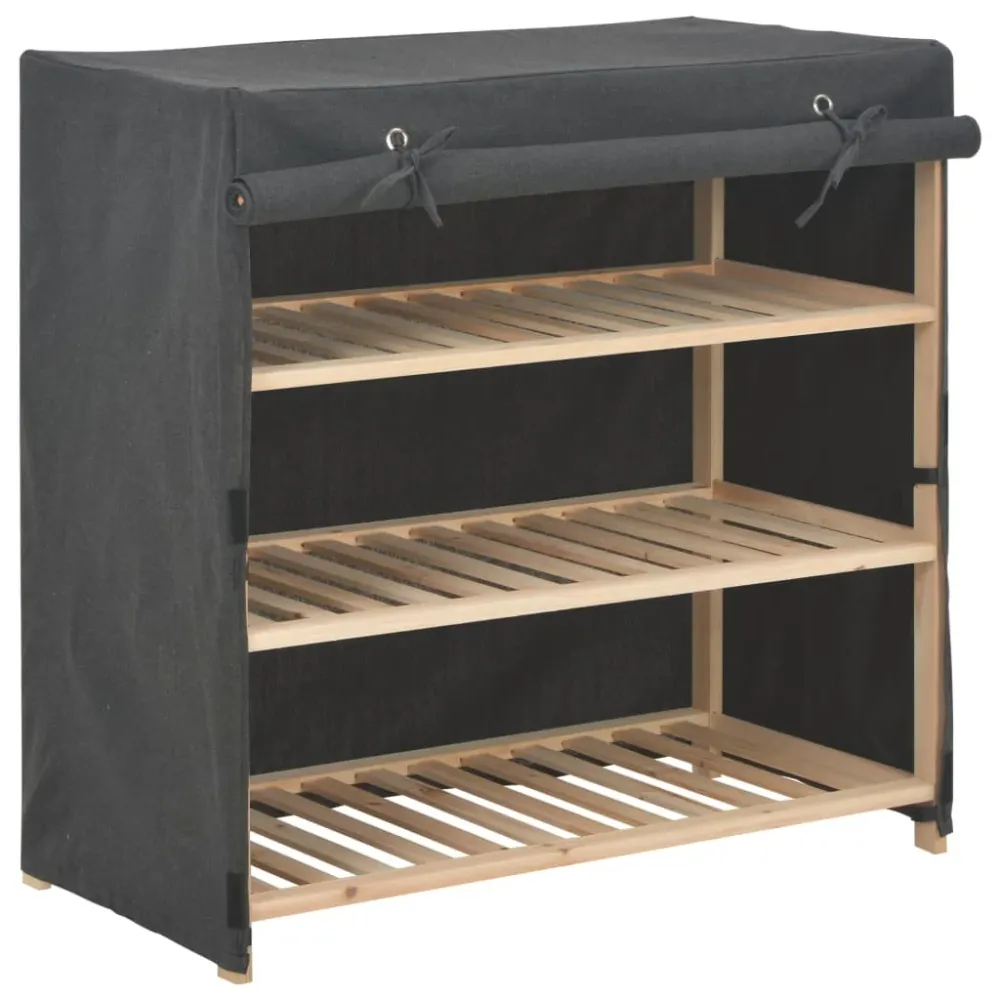 Armoire à chaussures range chaussures rangement meuble entrée couloir salon avec housse 79 x 40 x 80 cm Tissu gris 02_0021412