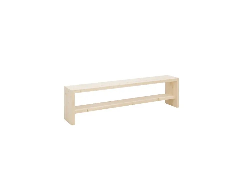 Banc à chaussures en bois de sapin ton naturel 165x45cm