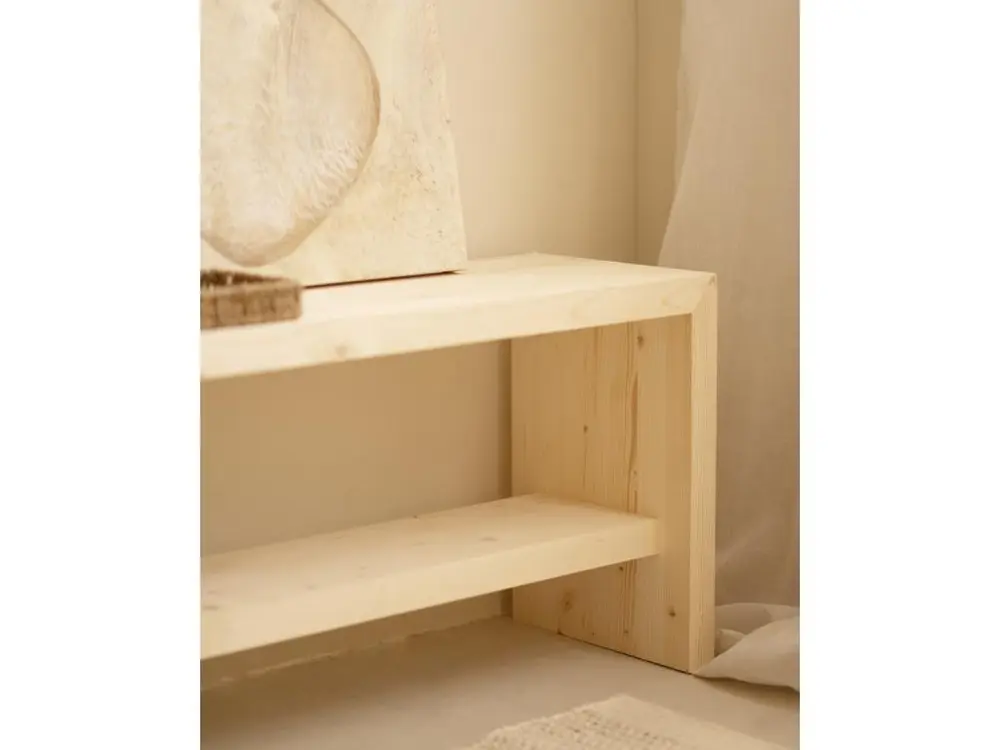 Banc à chaussures en bois de sapin ton naturel 165x45cm