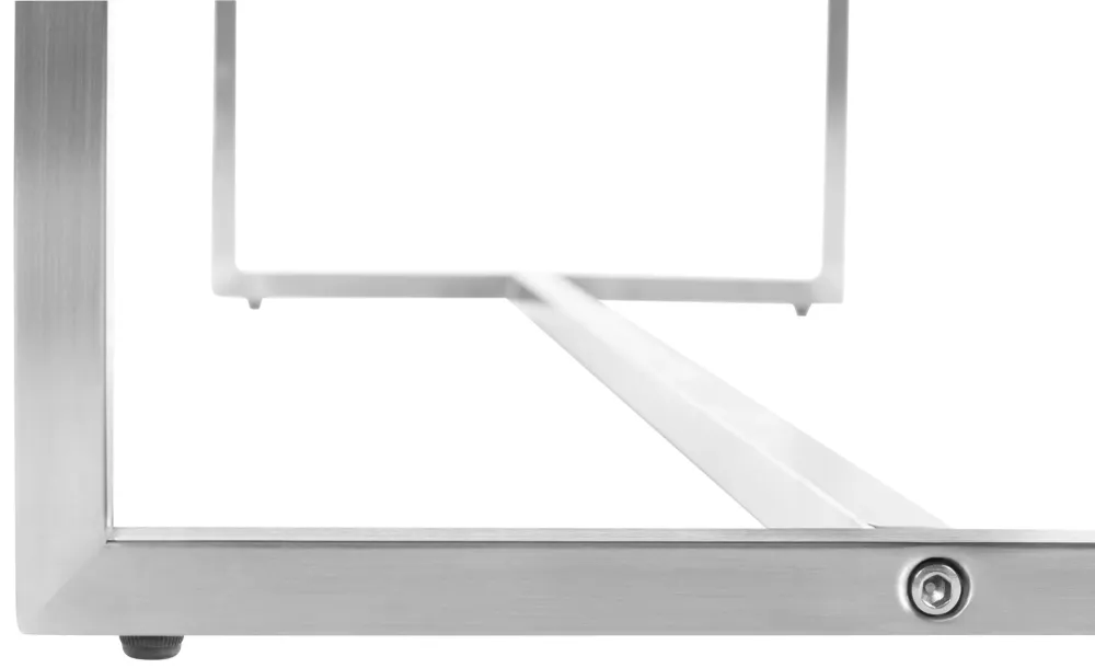 Banc tabouret assise capitonné en synthétique blanc cadre en acier inoxydable 100x40 cm 10_0000917