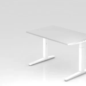 Bureau Hammerbacher pied C 120x80cm blanc/blanc coulisses en aluminium blanc VXB12/W/WW se fournir à bas prix
