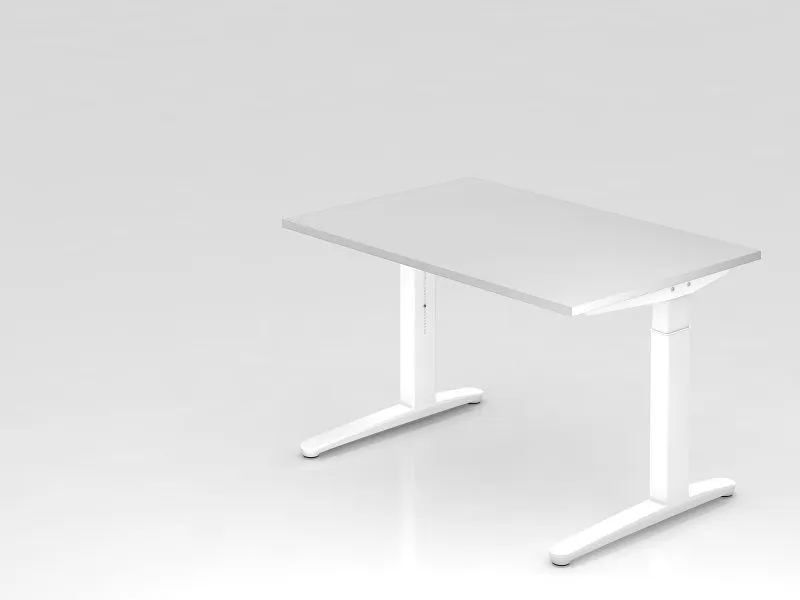 Bureau Hammerbacher pied C 120x80cm blanc/blanc coulisses en aluminium blanc VXB12/W/WW se fournir à bas prix