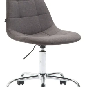 Chaise de bureau tabouret de travail sur roulettes dossier arrondie en tissu gris ténébreux et métal chromé 10_0002637