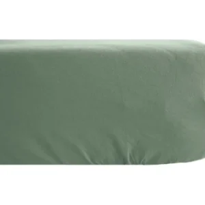 Drap housse 160x200 cm bonnet 30 en lin lavé froissé SONATE vert Thym