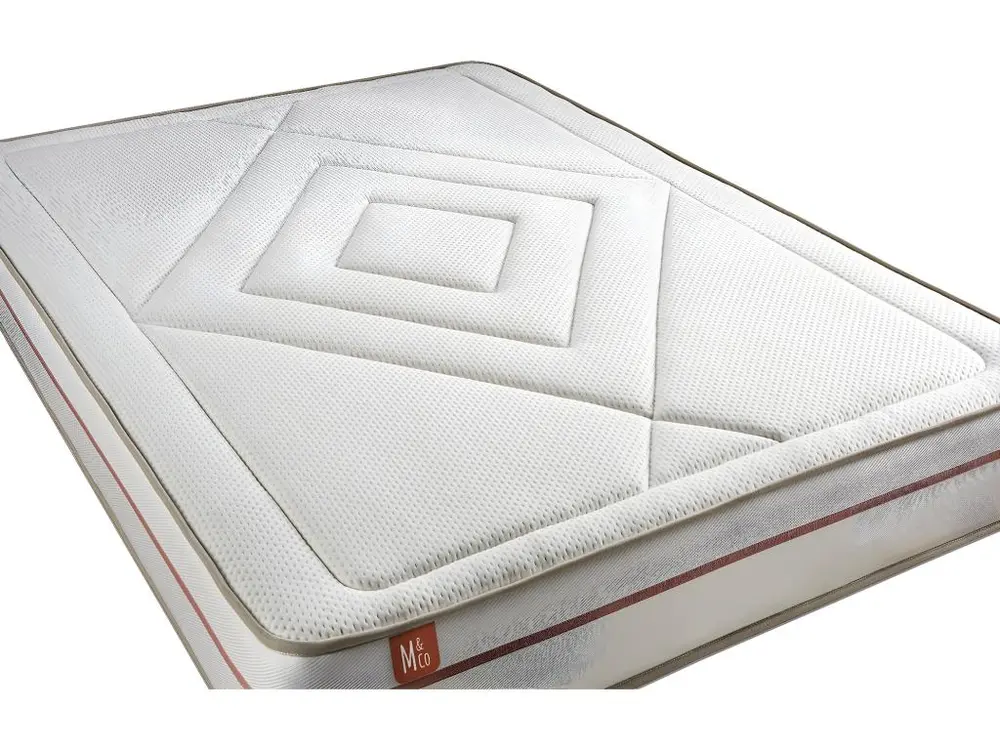 Ensemble LE PAISIBLE 200x200cm Mémoire de forme BioVisco - Ep. 24cm + sommier kit Blanc pour Bureau à domicile