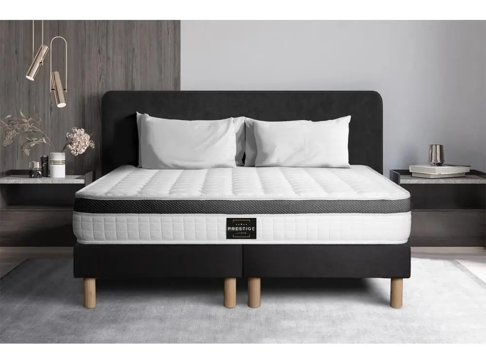 Ensemble Supérieur 200x200 Mémoire de forme 3 zones doublement sommier noir