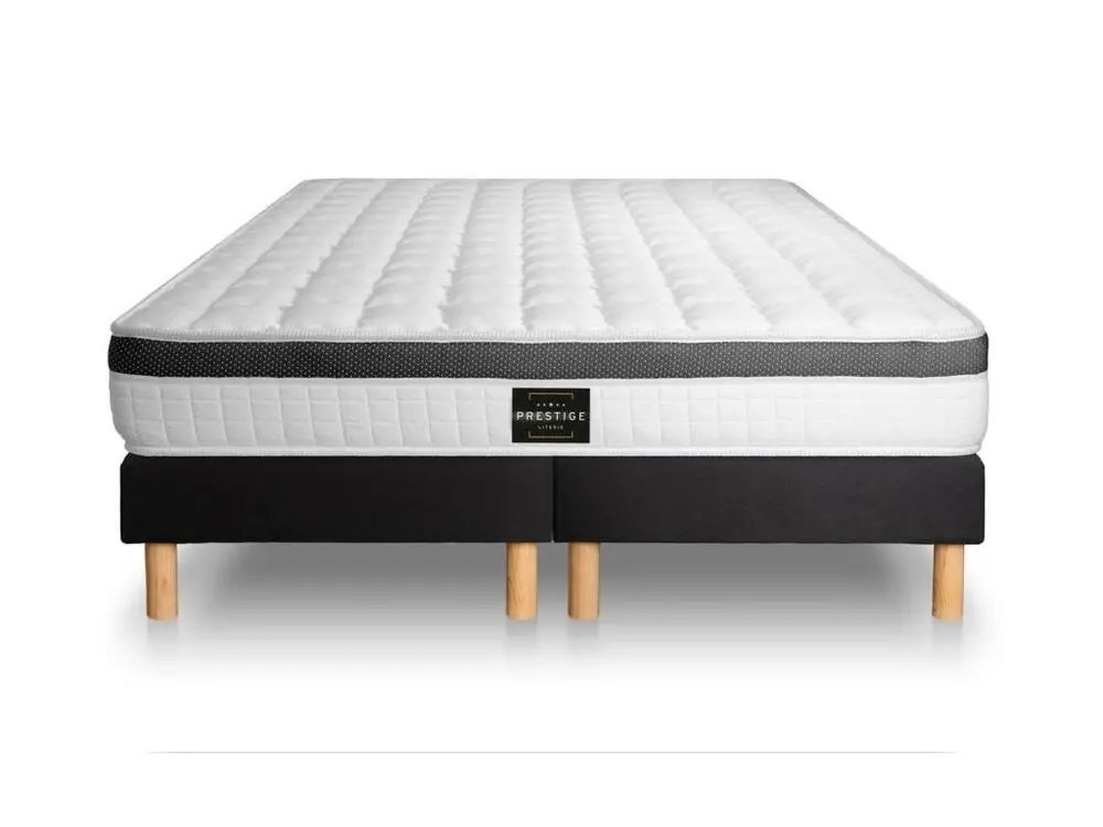 Ensemble Supérieur 200x200 Mémoire de forme 3 zones doublement sommier noir