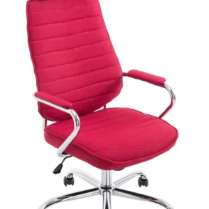 Fauteuil de bureau hauteur réglable pivotant mécanisme de bascule tissu rouge et métal chromé 10_0002623
