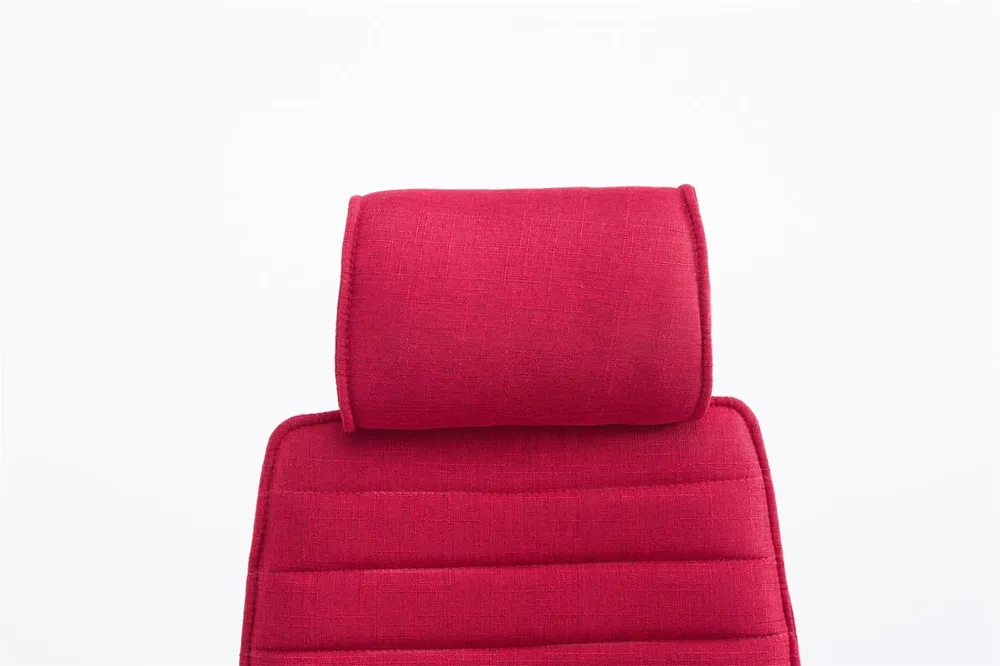 Fauteuil de bureau hauteur réglable pivotant mécanisme de bascule tissu rouge et métal chromé 10_0002623