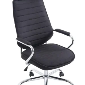 Fauteuil de bureau hauteur réglable pivotant mécanisme de bascule tissu noir et métal chromé 10_0002621