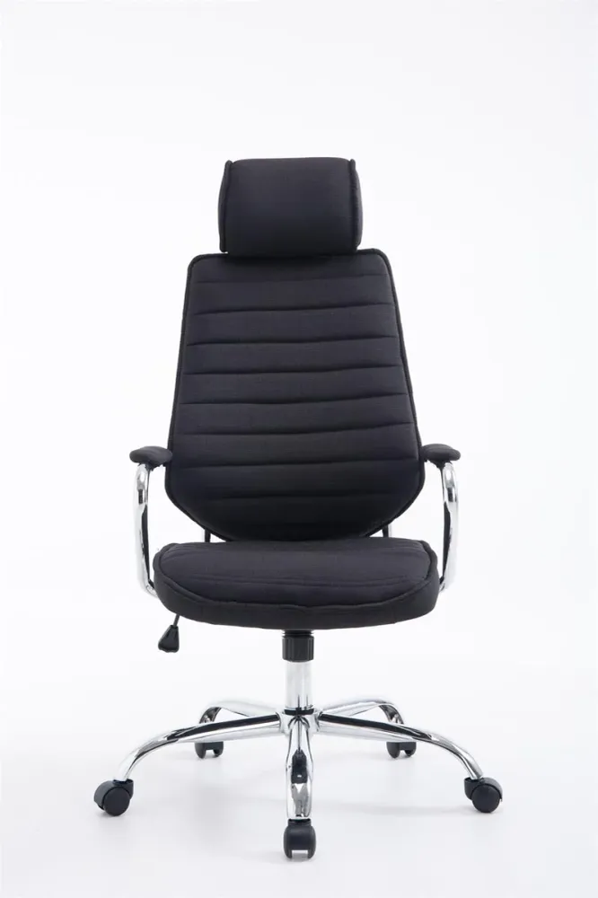 Fauteuil de bureau hauteur réglable pivotant mécanisme de bascule tissu noir et métal chromé 10_0002621