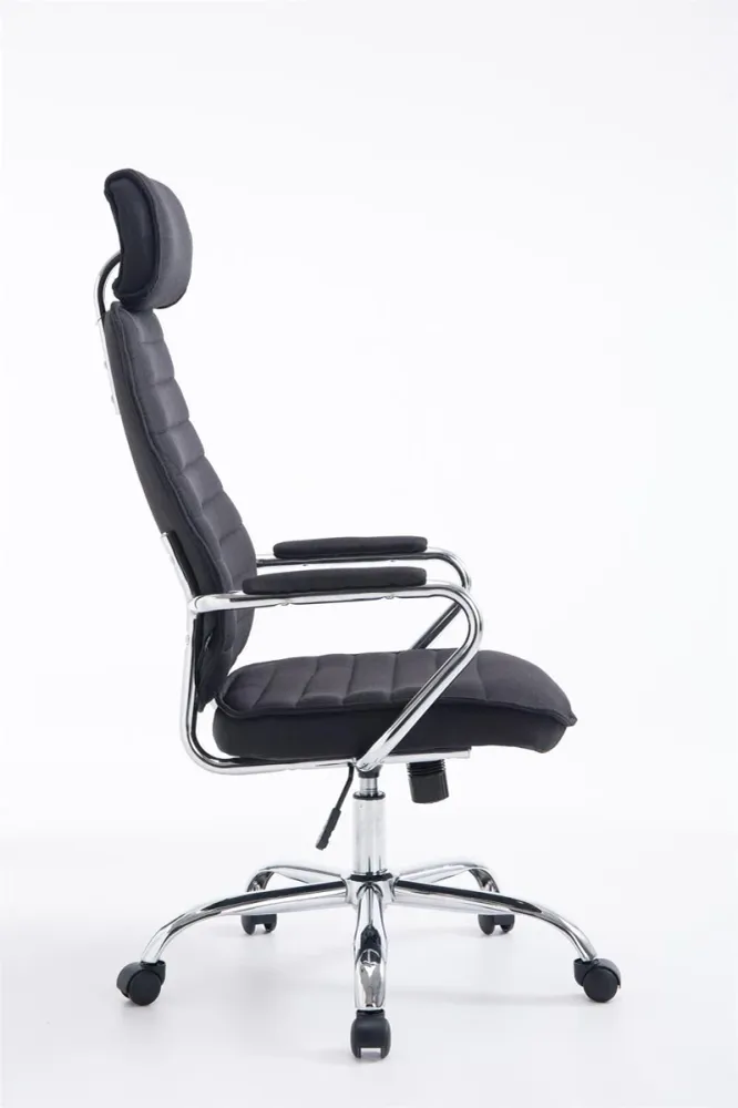 Fauteuil de bureau hauteur réglable pivotant mécanisme de bascule tissu noir et métal chromé 10_0002621