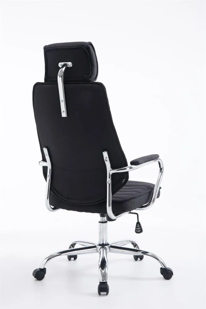 Fauteuil de bureau hauteur réglable pivotant mécanisme de bascule tissu noir et métal chromé 10_0002621