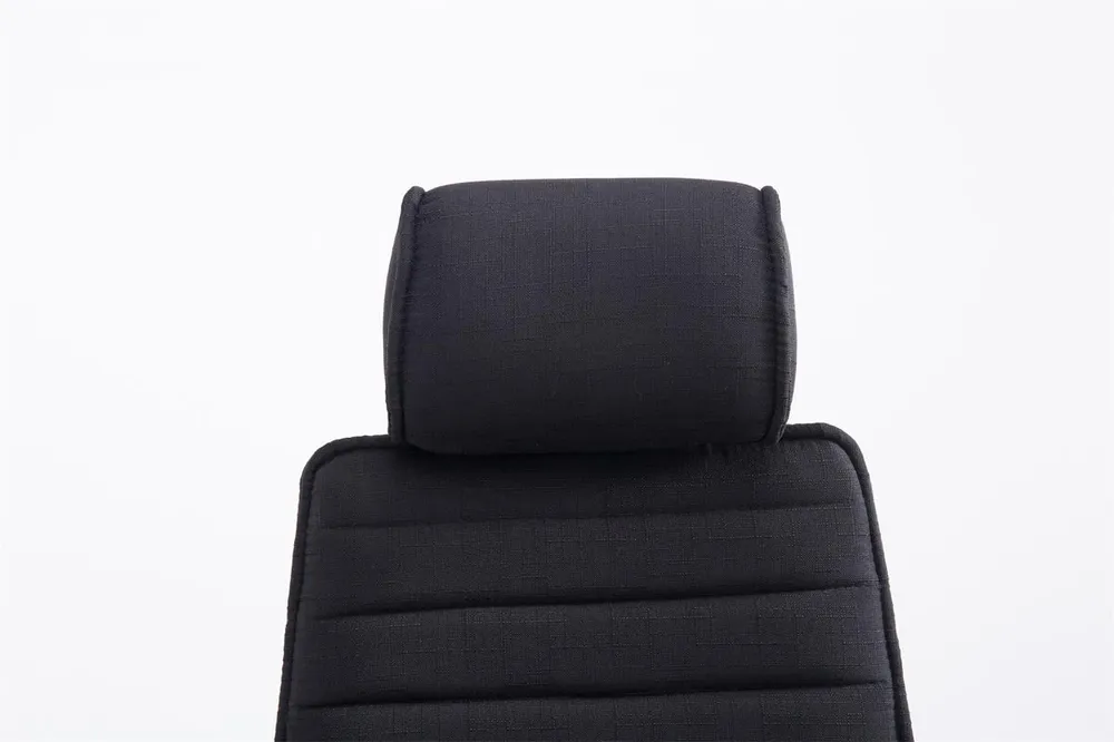 Fauteuil de bureau hauteur réglable pivotant mécanisme de bascule tissu noir et métal chromé 10_0002621