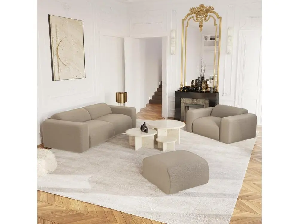 Fauteuil tissu bouclette taupe