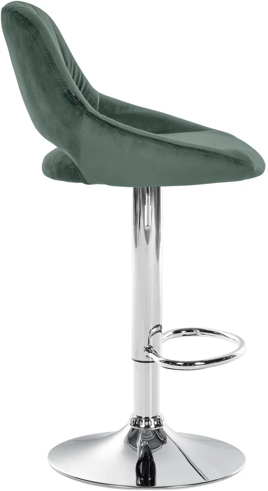 Lot de 2 tabourets de bar avec repose-pieds en forme d'arc assise en tissu vert cadre en métal TDB10759