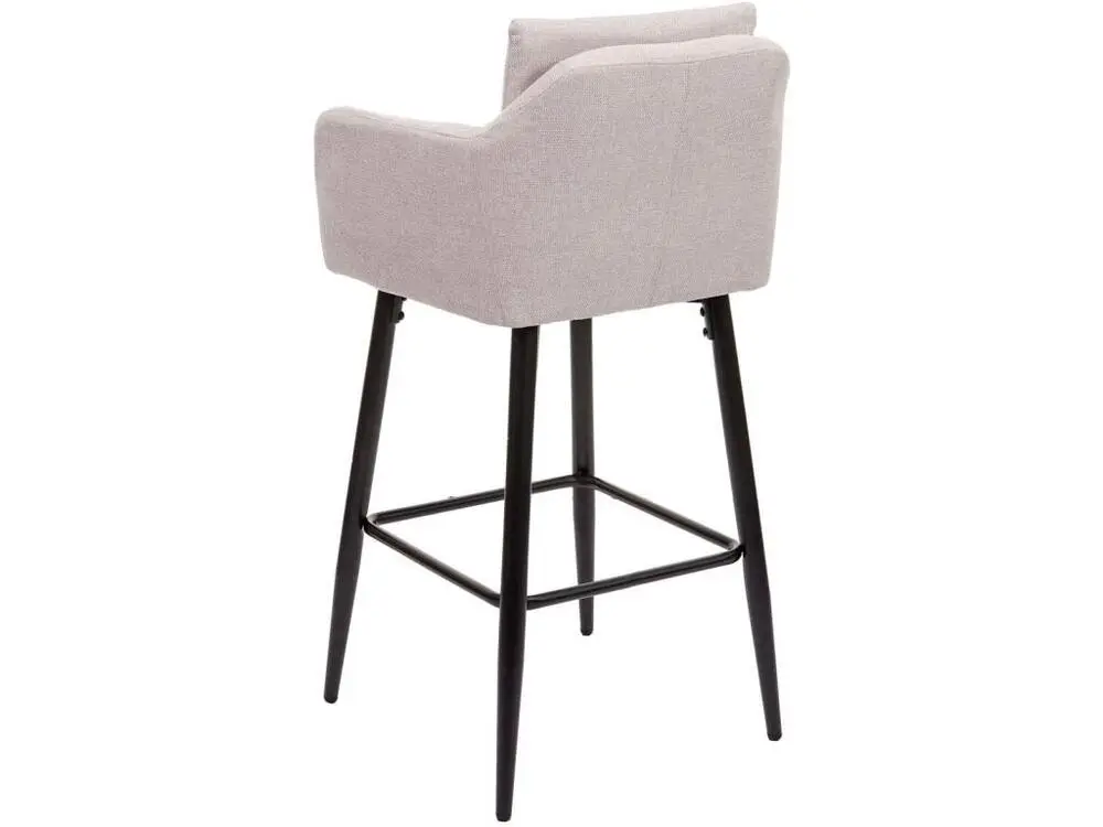 Lot de 2 tabourets de bar avec repose-pieds en tissu crème et métal noir TDB04063