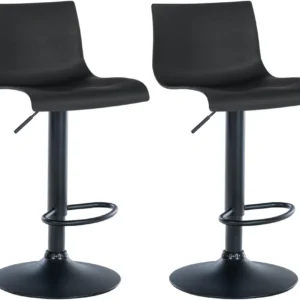 Lot de 2 tabourets de bar design aisé avec repose-pieds en plastique noir pieds en métal noir 10_0004047