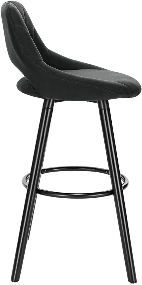 Lot de 2 tabourets de bar en revêtement tissu avec pieds en bois anthracite 19_0000563