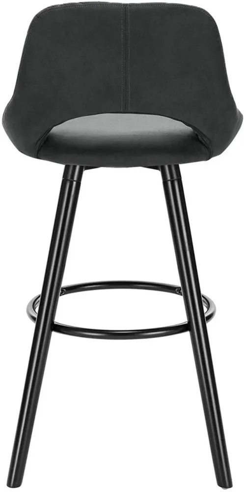 Lot de 2 tabourets de bar en revêtement tissu avec pieds en bois anthracite 19_0000563