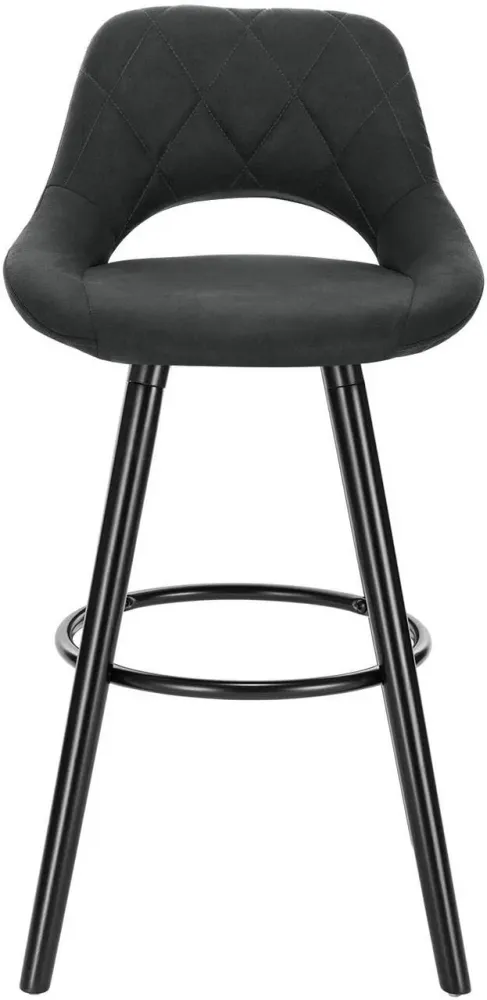 Lot de 2 tabourets de bar en revêtement tissu avec pieds en bois anthracite 19_0000563