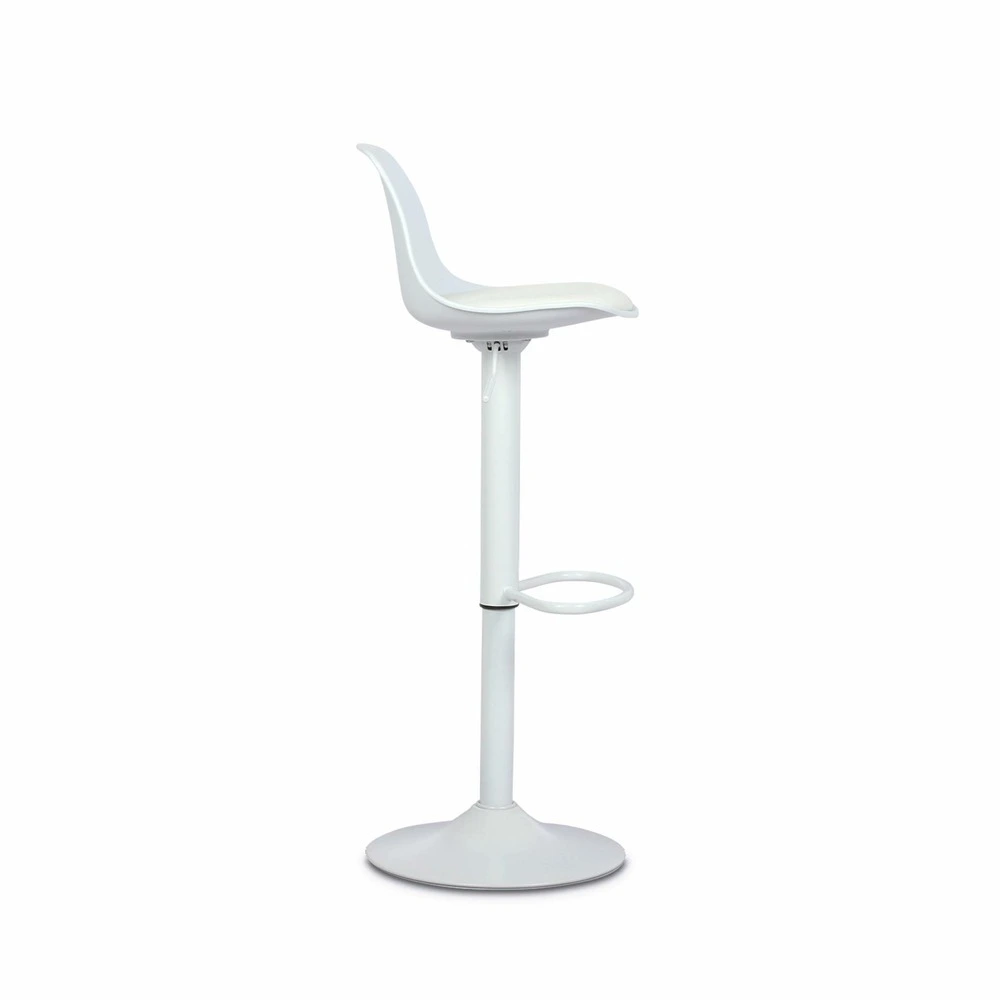 Lot de 2 tabourets de bar réglables 61.5/83.5cm - noah - simili cuir blanc - hauteur réglable. Repose-pieds