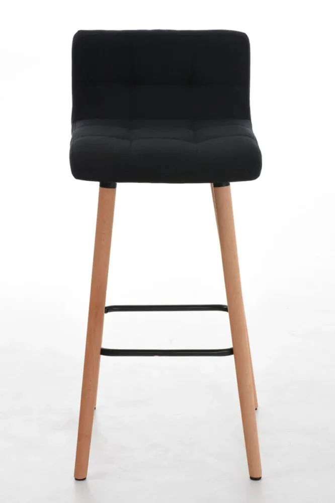 Lot de 2 tabourets de bar en tissu noir coutures décoratives pieds en bois avec repose-pieds 10_0000218