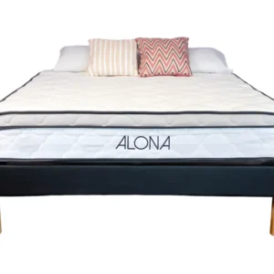 Matelas+sommier Noir Alona Ressorts+Memoire de Forme 80 Kg/m3-200x200 Hauteur +/- 25,5cm-Hypoallergenique
