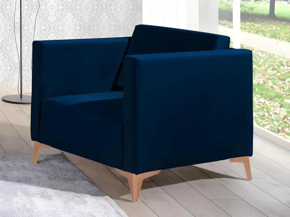 Organisateur de tiroir Fauteuil Providence K102, Bleu, 74x76x82cm, Tapisserie, Pieds: Plastique