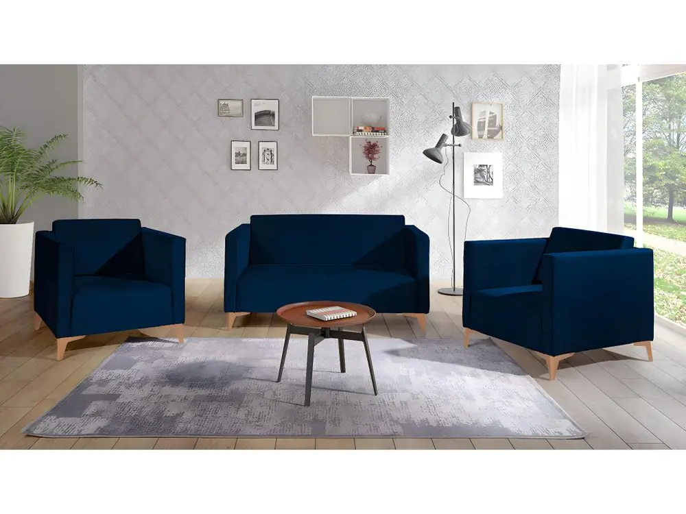 Organisateur de tiroir Fauteuil Providence K102, Bleu, 74x76x82cm, Tapisserie, Pieds: Plastique