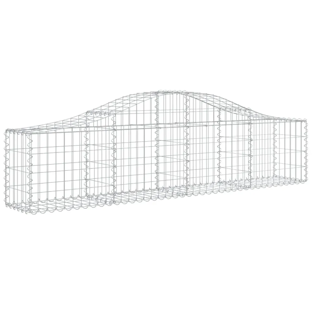 Panier de gabions clôture cage mur de soutènement arqué 200 x 30 x 40/60 cm fer galvanisé Argent 02_0040012