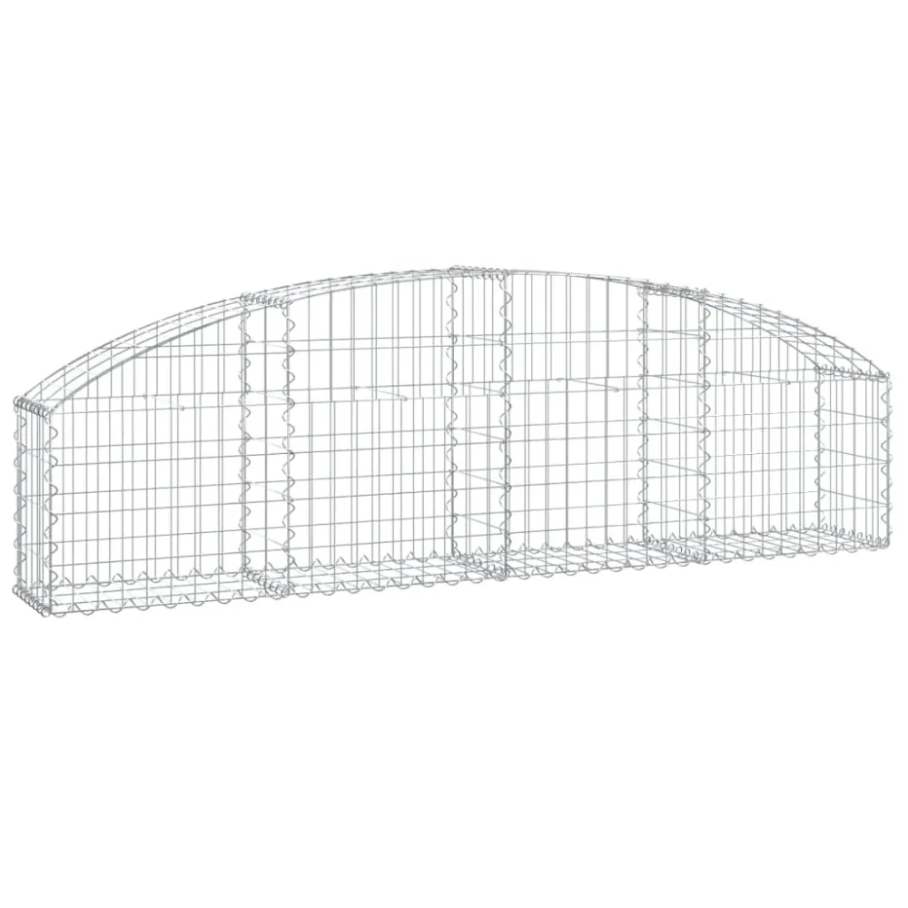 Panier de gabions clôture cage mur de soutènement arqué 200 x 30 x 40/60 cm fer galvanisé Argent 02_0040011