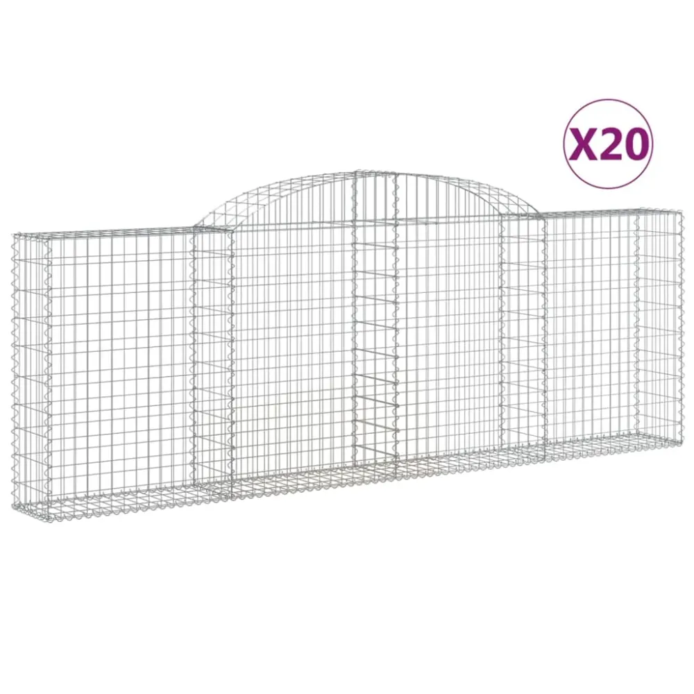 Paniers à gabions clôture cage mur de soutènement arqués 20 pcs 300 x 30 x 100/120 cm fer galvanisé Argent 02_0040617