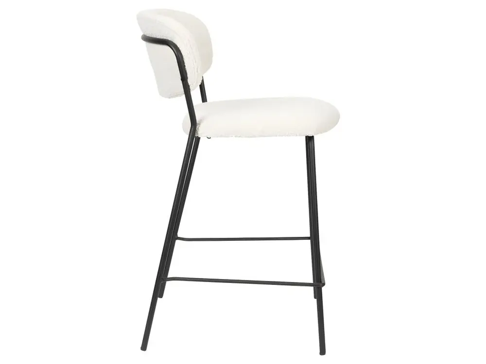 Plateau de bureau Jolien - Lot de 2 tabourets en tissu bouclette pieds noirs 65cm - Couleur - Ecru