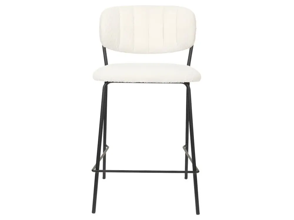 Plateau de bureau Jolien - Lot de 2 tabourets en tissu bouclette pieds noirs 65cm - Couleur - Ecru