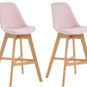Professionnel Haute Qualité Lot de 2 tabourets de bar chaise haute design contemporain en velours rose TDB10357