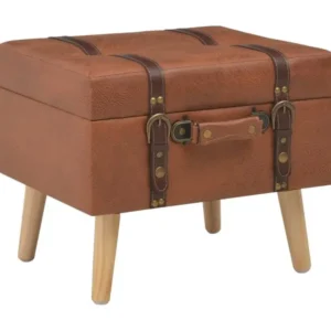 Range-câbles adhésif Tabouret de rangement 40cm Brun roux Similicuir
