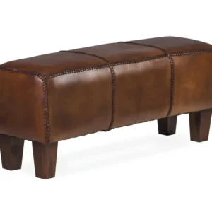 Range-câbles adhésif Tabouret rectangulaire en bois de teck et cuir marron L110