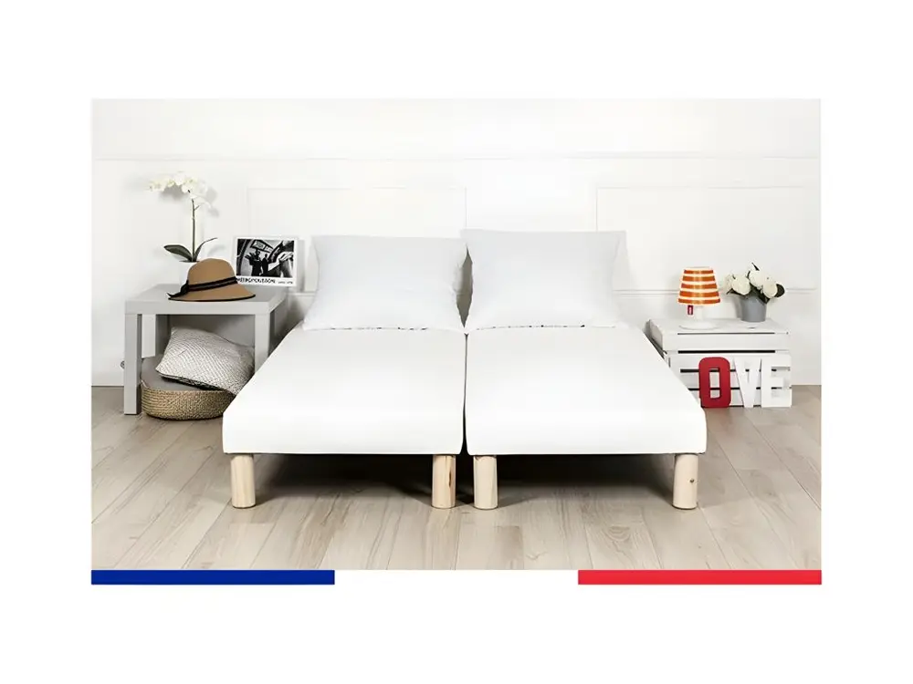 Sommier tapissier 140x200cm (70x200x2) en Acier et bois