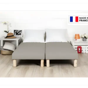 Sommier tapissier 140x200cm (70x200x2) gris fabrique en france + pieds Set d'organisation 5 pièces