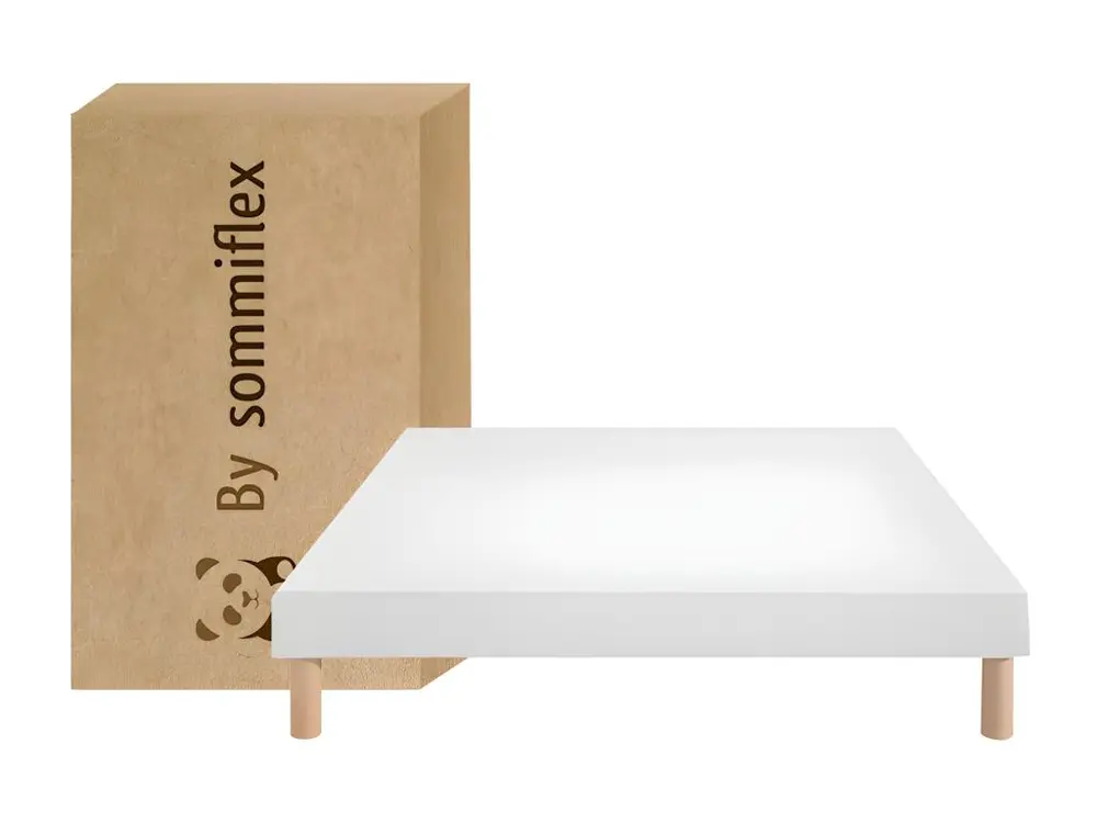 Sommier tapissier130x200cm blanc fabrique en france avec pieds