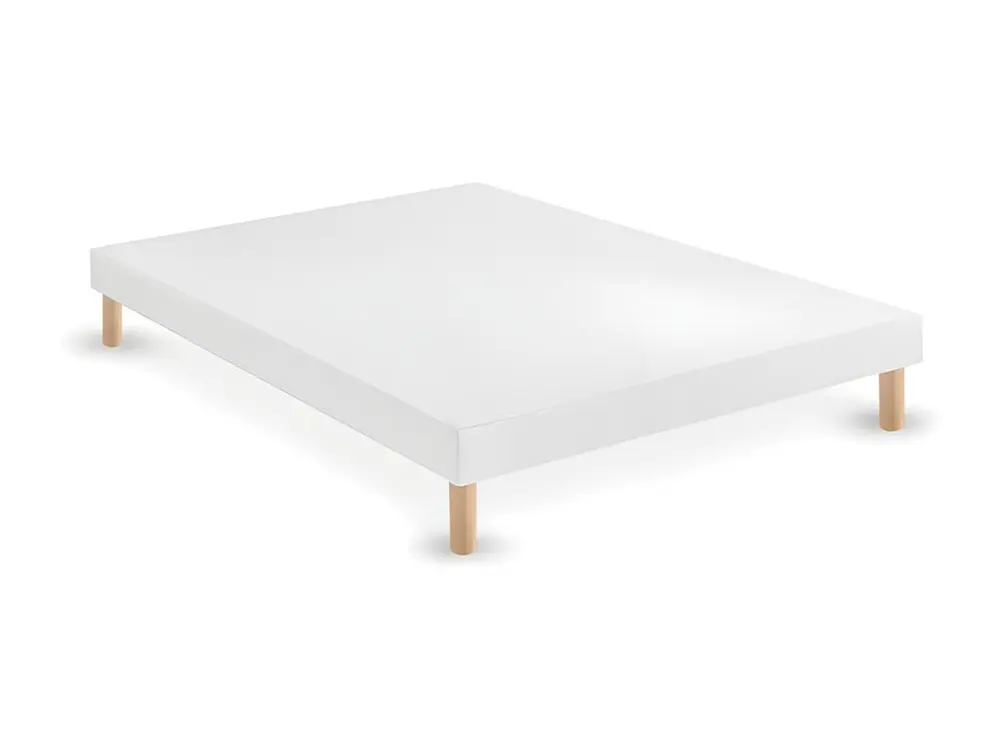 Sommier tapissier130x200cm blanc fabrique en france avec pieds