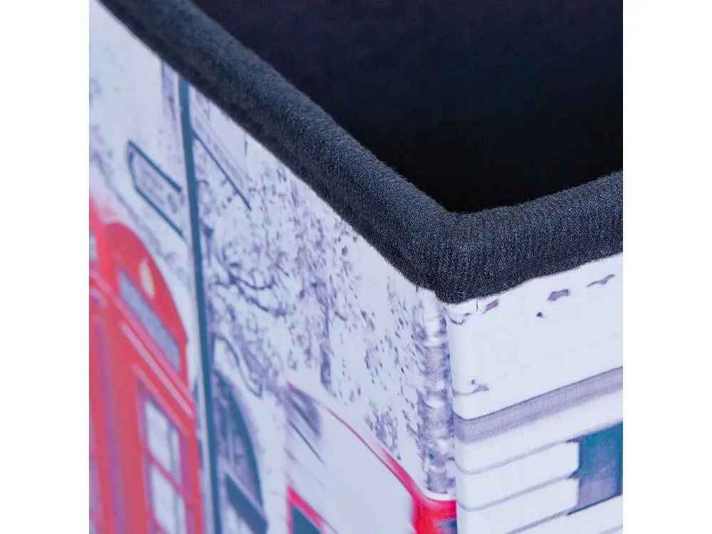 Support pour écran Sanne Tabouret de rangement, pliable avec couvercle, chamois, rouge, noir, blanc.