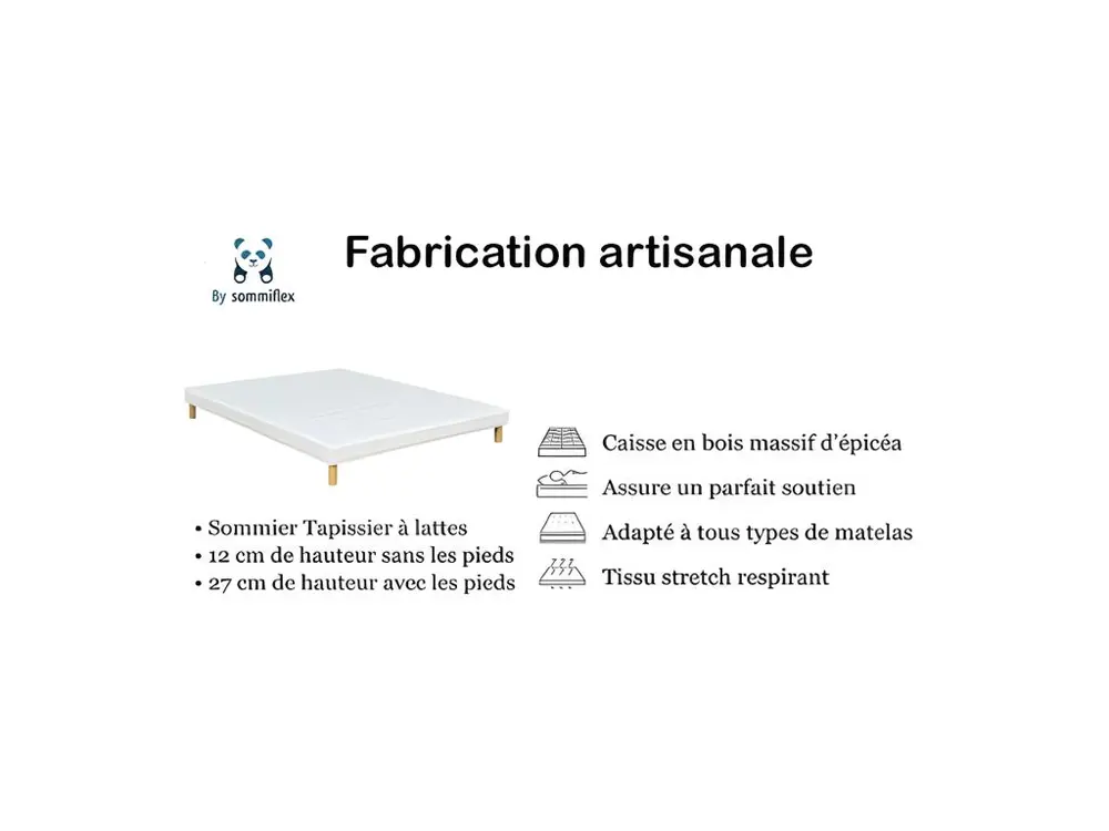 Support pour écran Sommier tapissier 200x200cm (100x200x2) noir