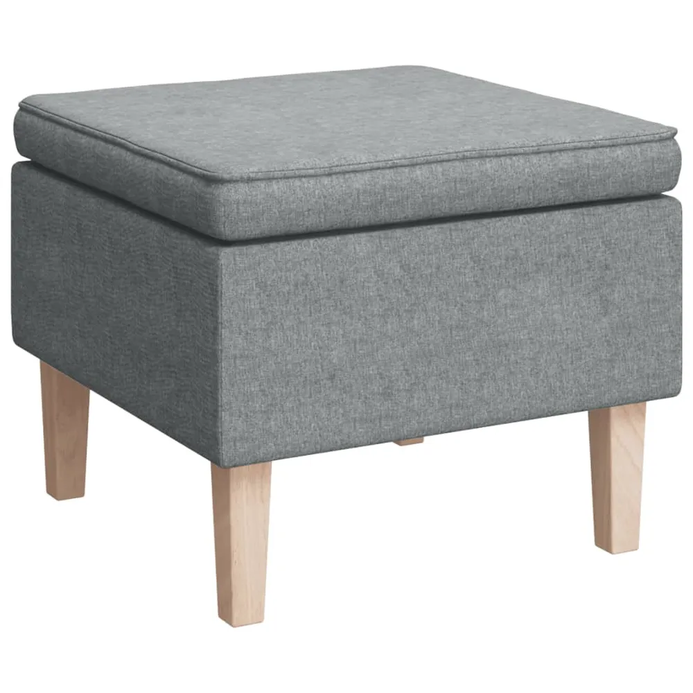 Tabouret assise repose-pied avec pieds en bois et tissu gris manifeste DEC026299