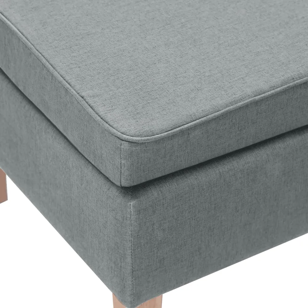 Tabouret assise repose-pied avec pieds en bois et tissu gris manifeste DEC026299