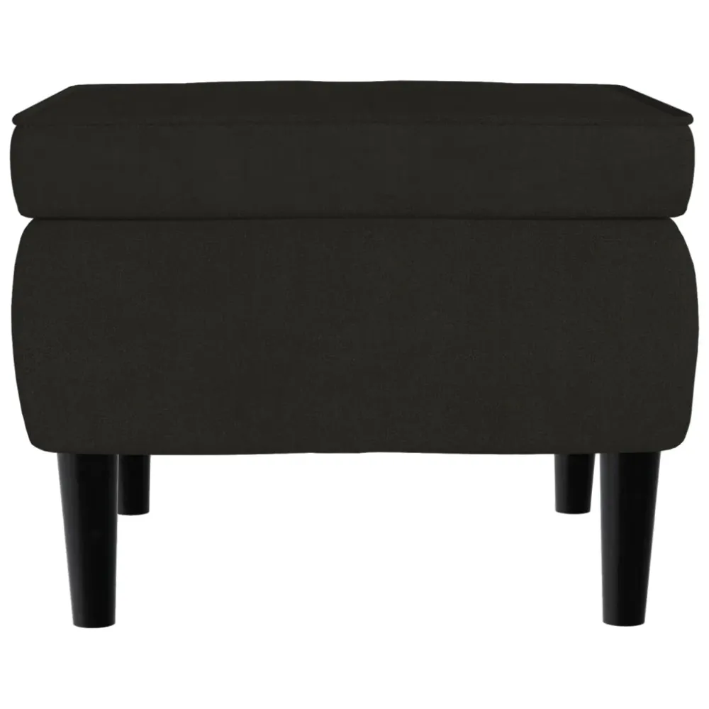 Tabouret assise repose-pied avec pieds en bois et velours noir DEC026315